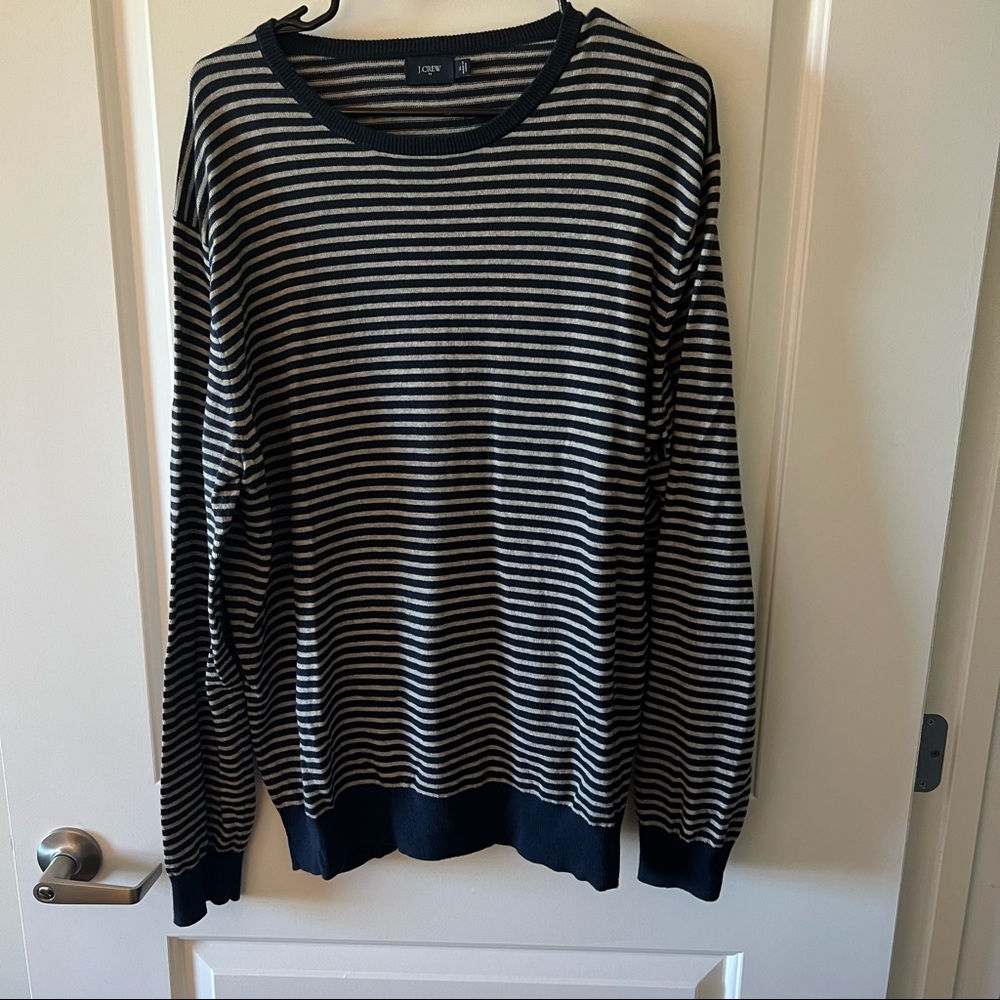 J. Crew navy and gray striped sweater